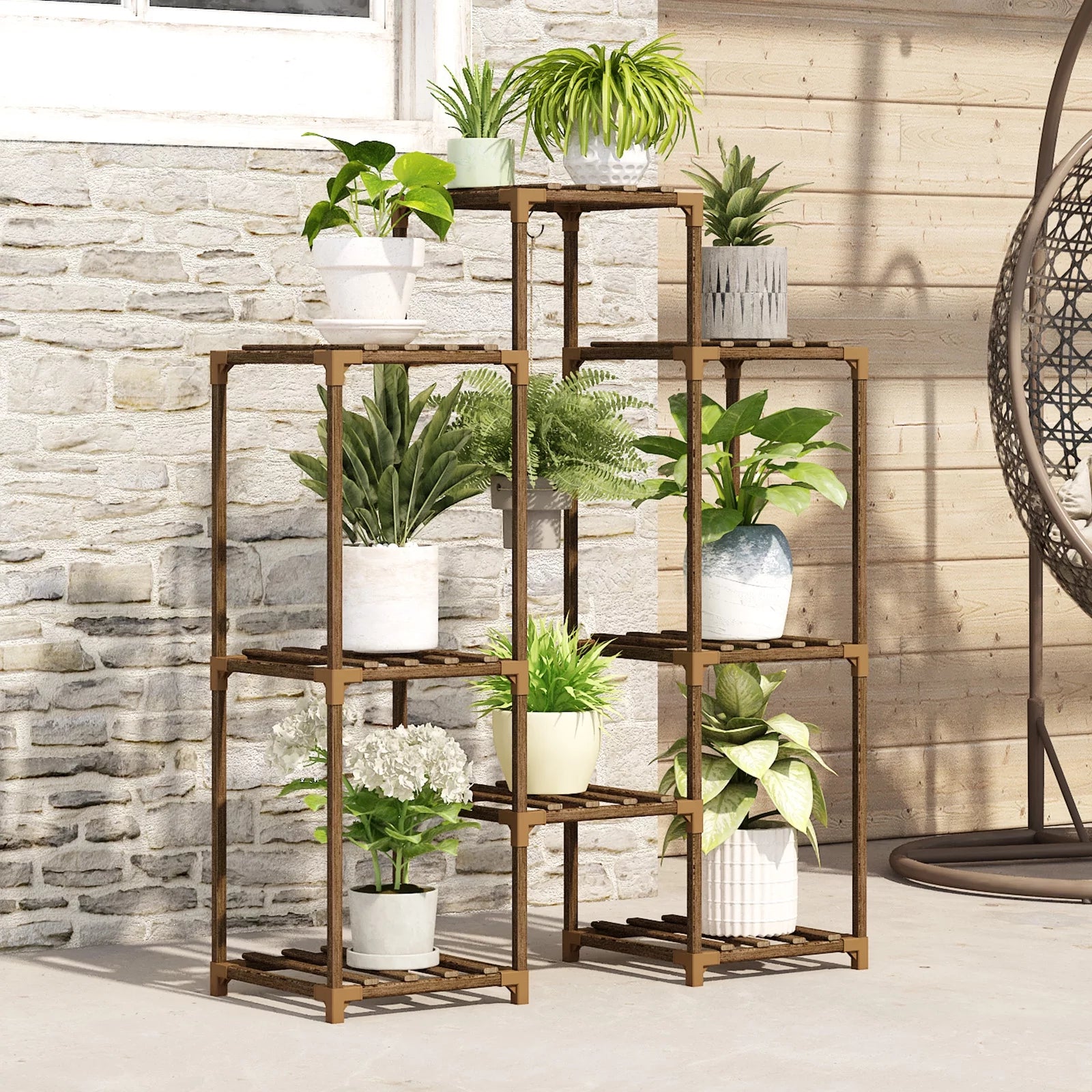 Plant Stand Outdoor Hanging Plant Shelf Indoor Tall Corner Plant Holder Ladder Plant Decor for Multiple Plants