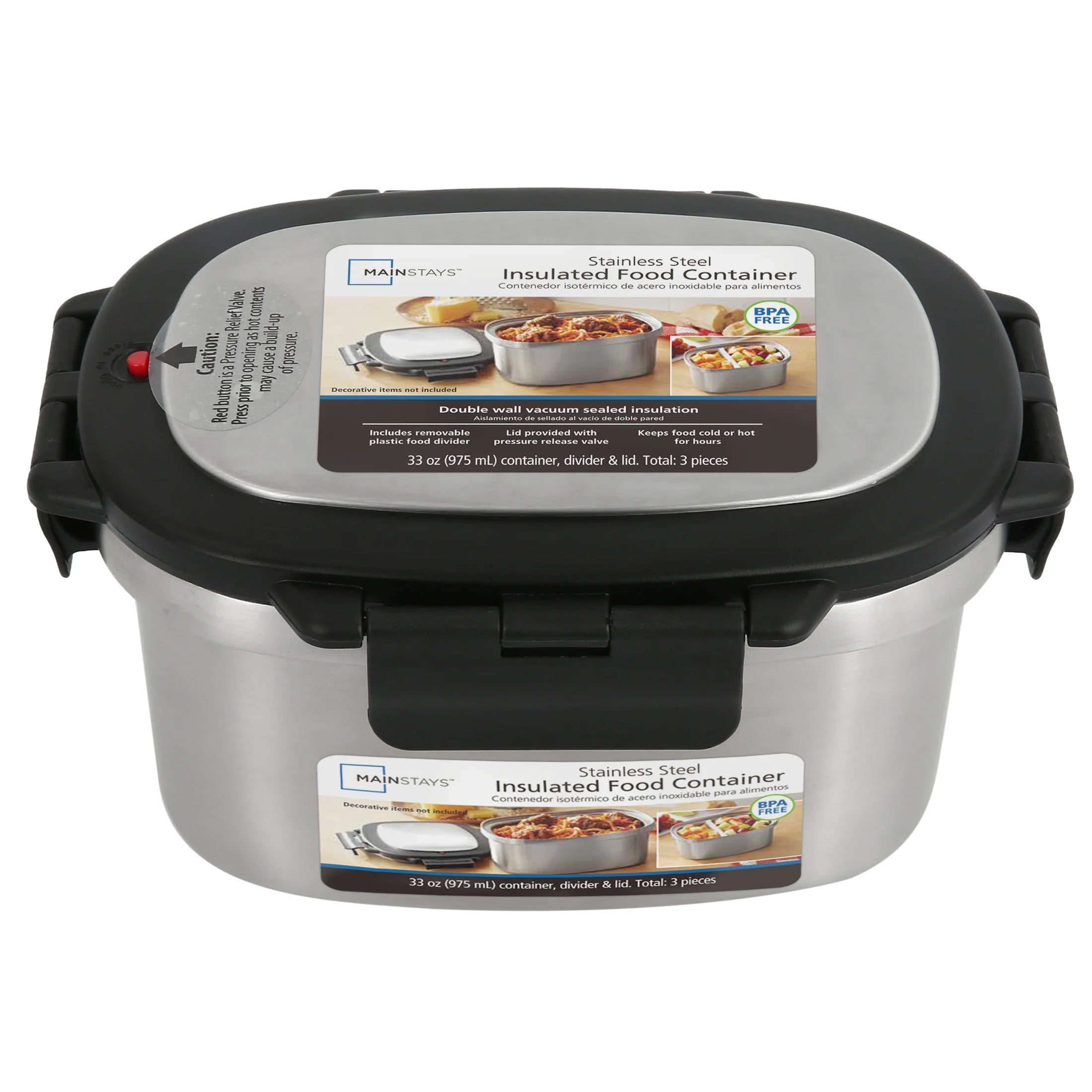 33 Oz Insulated 2-Piece Stainless Steel Lunch Box Food Storage Container with Lid
