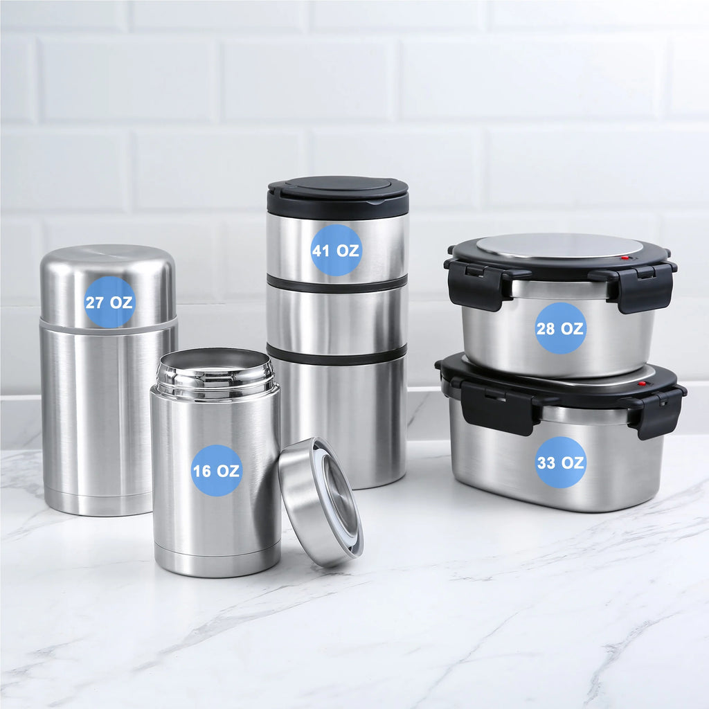 33 Oz Insulated 2-Piece Stainless Steel Lunch Box Food Storage Container with Lid