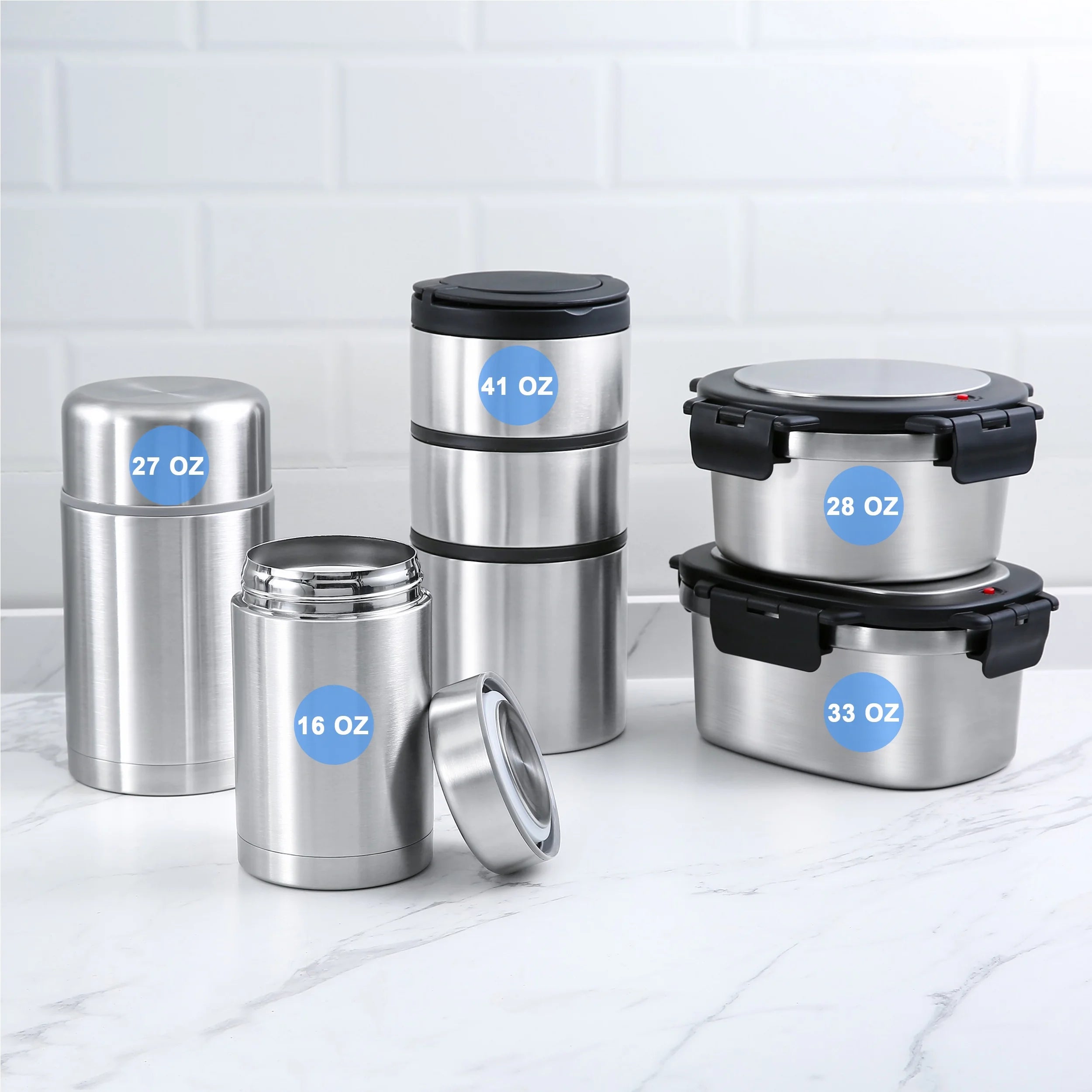 33 Oz Insulated 2-Piece Stainless Steel Lunch Box Food Storage Container with Lid