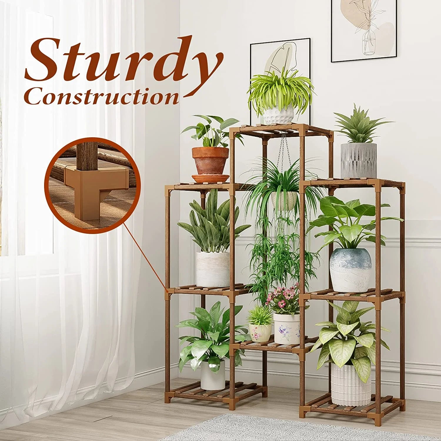 Plant Stand Outdoor Hanging Plant Shelf Indoor Tall Corner Plant Holder Ladder Plant Decor for Multiple Plants