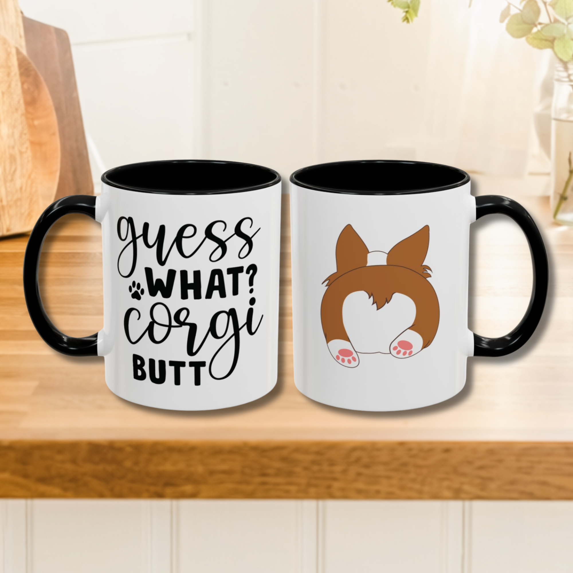 Adorable Corgi Butt Cottage Style Coffee Mug – Perfect for Dog Lovers!