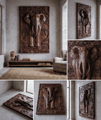 Majestic African Elephant 3D Relief Wood Wall Art
