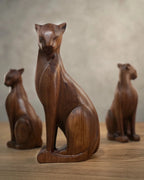 Wooden Wild Cat Figure