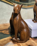 Wooden Wild Cat Figure